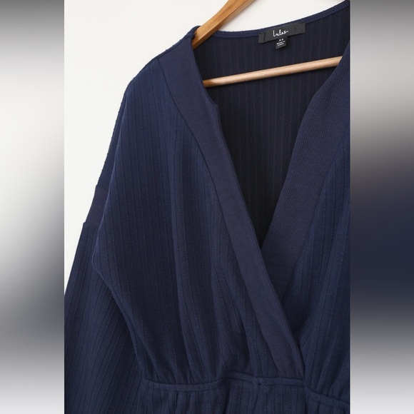 Lulus One Last Chance Navy Blue Jacquard Knit Long Sleeve Romper Size Small - Picture 5 of 16